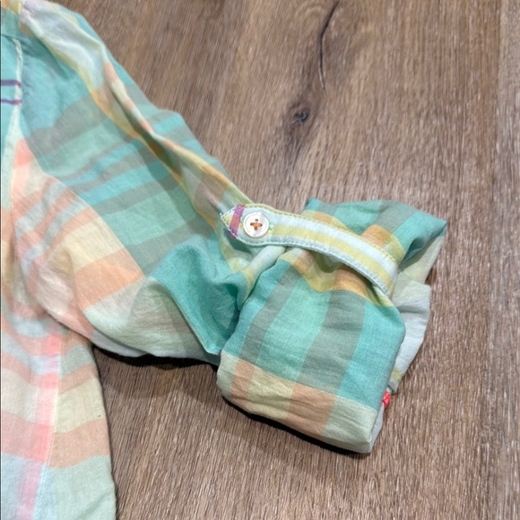 HOLDING HORSES  Size 2 Multicolor Plaid Button Down Shirt V Neck Long Sleeve - Picture 4 of 12